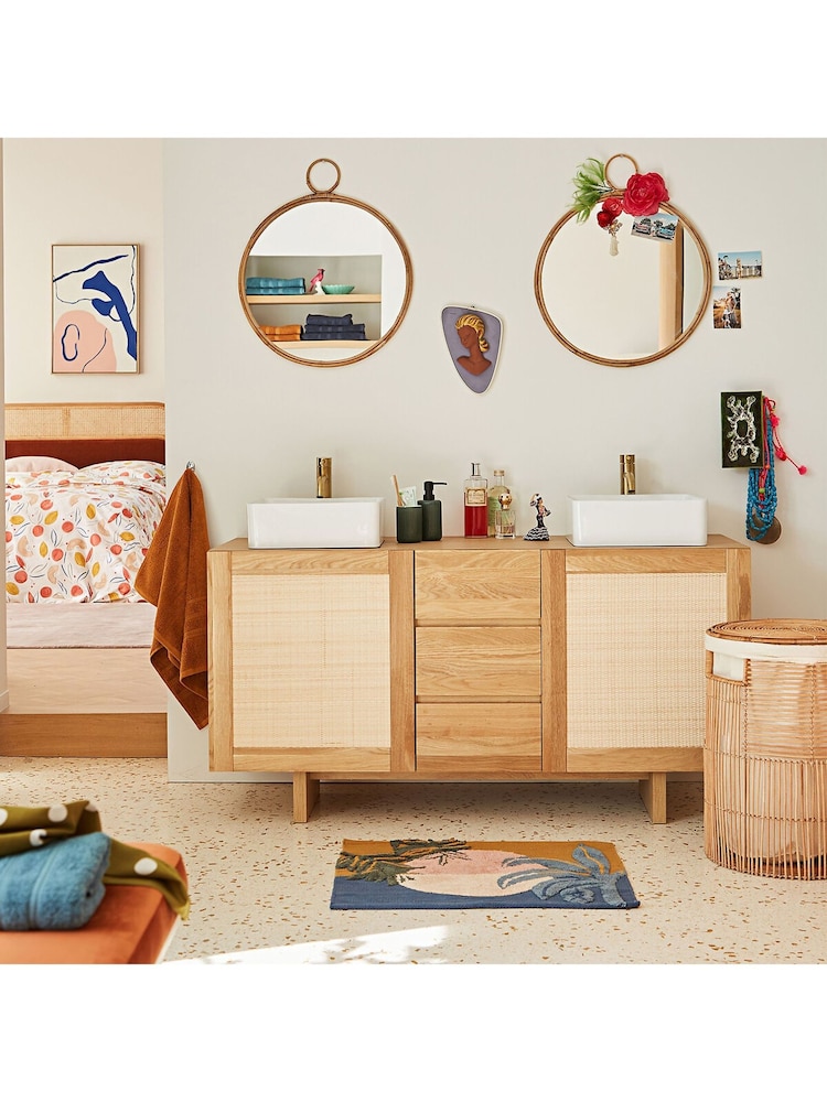 La Redoute Intérieurs Natural Arty Long Oak and Cane Double Bathroom Vanity Unit - Image 1 of 7