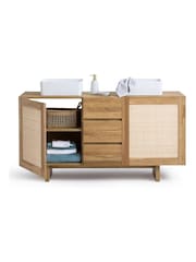 La Redoute Intérieurs Natural Arty Long Oak and Cane Double Bathroom Vanity Unit - Image 4 of 7