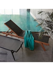 La Redoute Intérieurs Grey Wood Aurette Eucalyptus and Fabric Garden Sun Lounger - Image 1 of 5