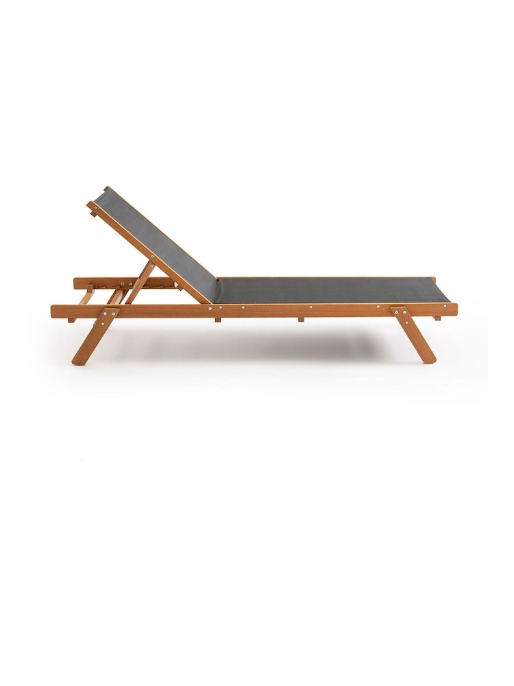 La Redoute Intérieurs Grey Wood Aurette Eucalyptus and Fabric Garden Sun Lounger - Image 2 of 5