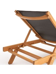 La Redoute Intérieurs Grey Wood Aurette Eucalyptus and Fabric Garden Sun Lounger - Image 4 of 5