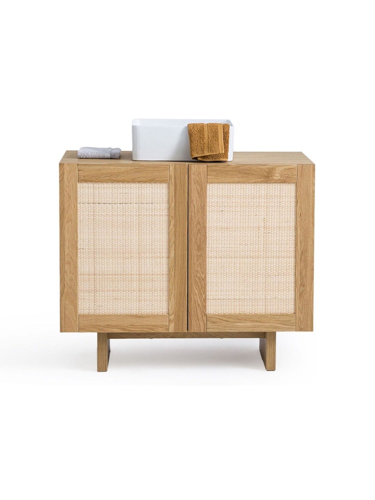 La Redoute Intérieurs Natural Arty Long Oak and Rattan Bathroom Vanity Unit - Image 1 of 6