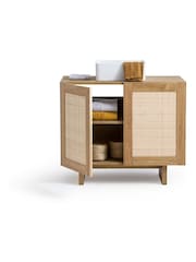 La Redoute Intérieurs Natural Arty Long Oak and Rattan Bathroom Vanity Unit - Image 3 of 6