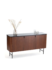 La Redoute Intérieurs Walnut Helina 3-Door Walnut Veneer & Glass Sideboard - Image 2 of 6