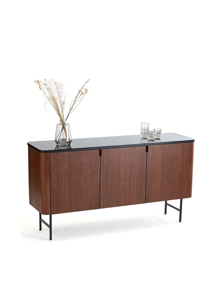 La Redoute Intérieurs Walnut Helina 3-Door Walnut Veneer & Glass Sideboard - Image 2 of 6