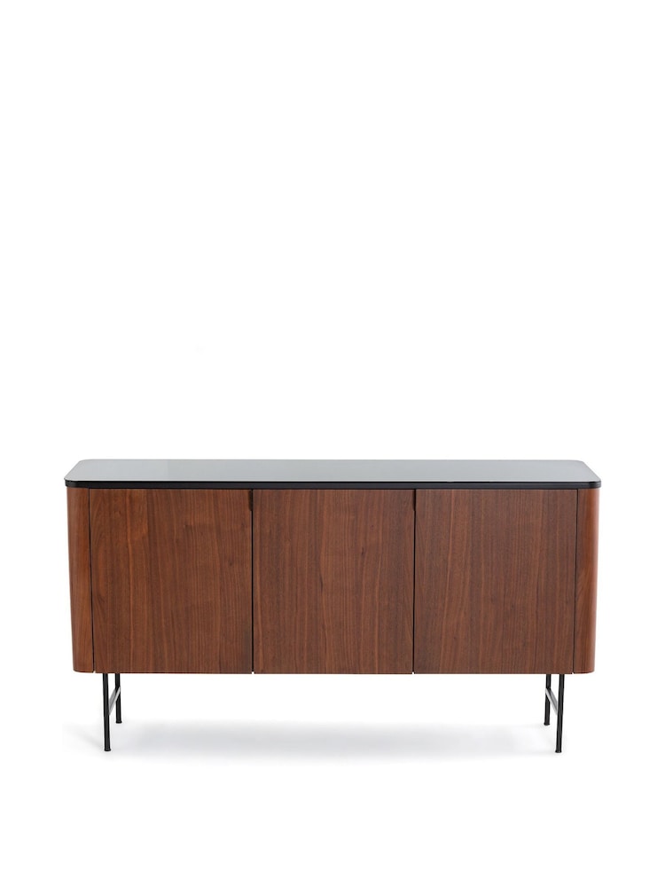 La Redoute Intérieurs Walnut Helina 3-Door Walnut Veneer & Glass Sideboard - Image 6 of 6