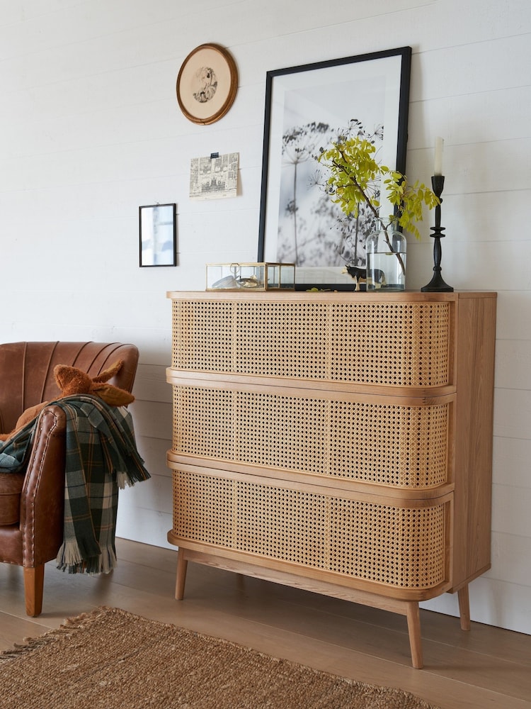 La Redoute Intérieurs Natural Laora Cane Chest of 3 Drawers - Image 1 of 5
