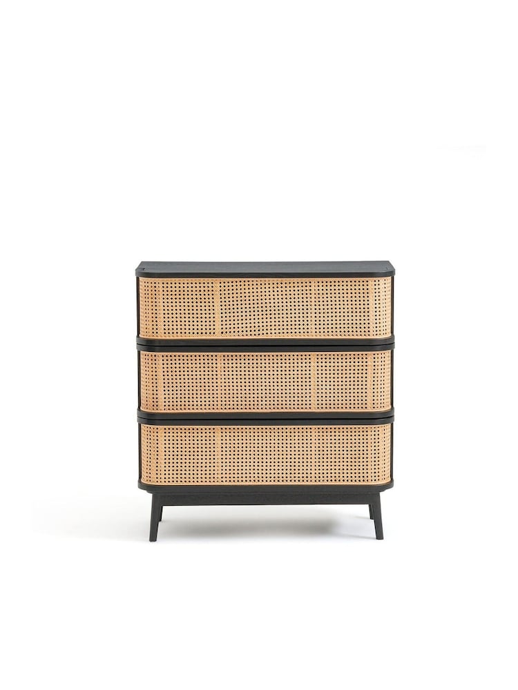 La Redoute Intérieurs Black Laora Cane Chest of 3 Drawers - Image 1 of 4