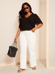 Friends Like These Black Chiffon Cape Sleeve Blouse - Image 3 of 5