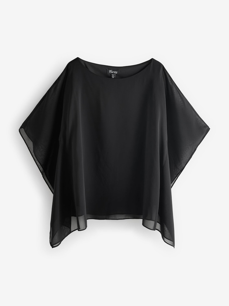 Friends Like These Black Chiffon Cape Sleeve Blouse - Image 5 of 5