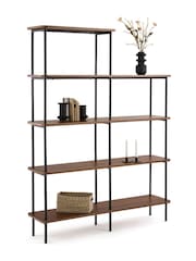 La Redoute Intérieurs Dark Wood Kerrie Asymmetrical Walnut Veneer Shelving Unit - Image 1 of 4
