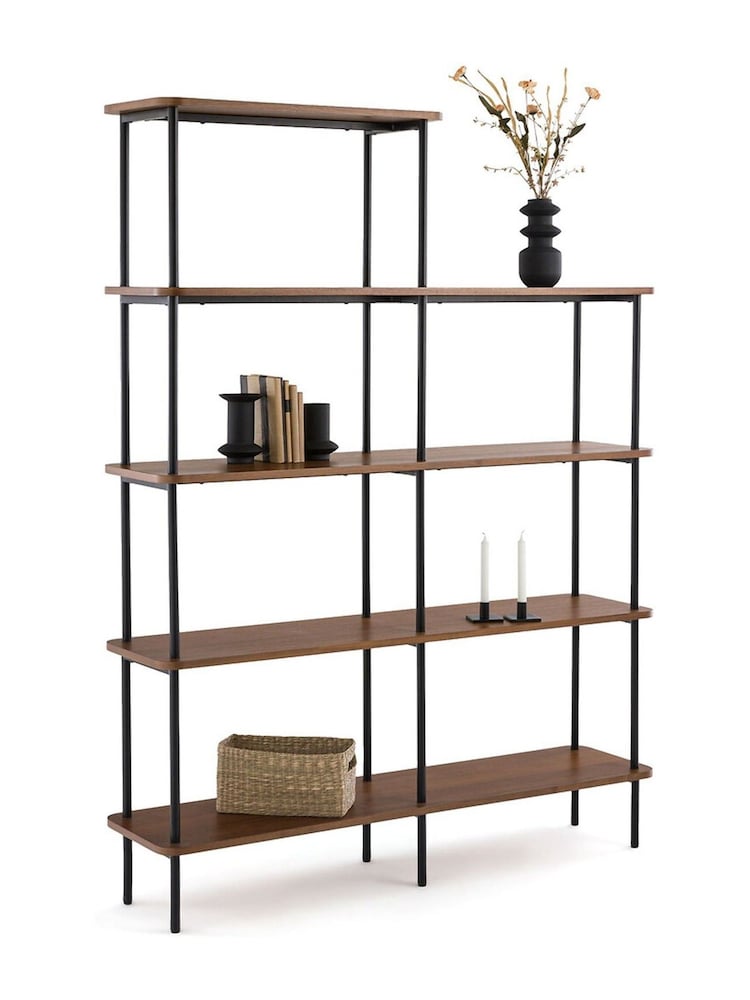 La Redoute Intérieurs Dark Wood Kerrie Asymmetrical Walnut Veneer Shelving Unit - Image 1 of 4