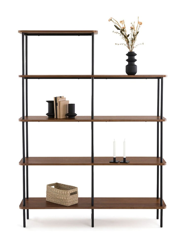 La Redoute Intérieurs Dark Wood Kerrie Asymmetrical Walnut Veneer Shelving Unit - Image 4 of 4