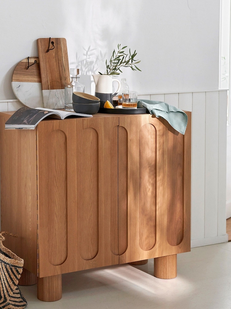 La Redoute Intérieurs Oak Cannelo Veneered Bar Storage Cabinet - Image 1 of 6