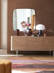 La Redoute Intérieurs Natural Giorgio Oak Veneer & Chrome Steel 2-Door, 3-Drawer Sideboard - Image 1 of 6