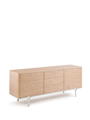 La Redoute Intérieurs Natural Giorgio Oak Veneer & Chrome Steel 2-Door, 3-Drawer Sideboard - Image 2 of 6