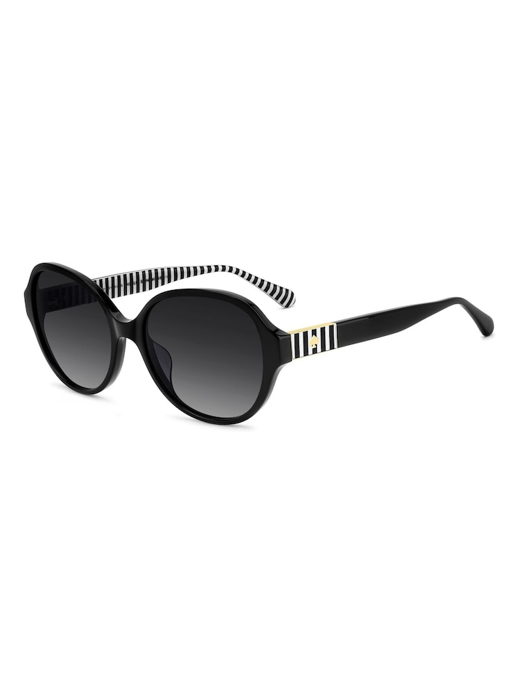 Kate Spade schwarze ovale Sonnenbrillen mit Streifendetails - Bild 2 von 4