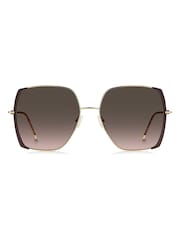 BOSS Brown Oversized Gold Square Sunglasses - Image 1 of 4