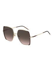 BOSS Brown Oversized Gold Square Sunglasses - Image 2 of 4