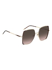 BOSS Brown Oversized Gold Square Sunglasses - Image 3 of 4