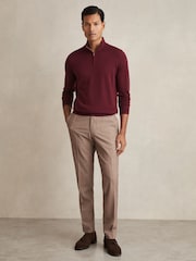 Reiss Claret Red Blackhall Merino Wool Half-Zip Funnel Neck Jumper - Image 3 of 6