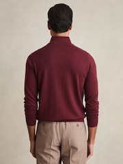 Reiss Claret Red Blackhall Merino Wool Half-Zip Funnel Neck Jumper - Image 4 of 6