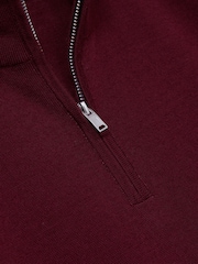 Reiss Claret Red Blackhall Merino Wool Half-Zip Funnel Neck Jumper - Image 6 of 6