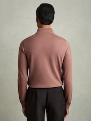 Reiss Dusty Blush Pink Blackhall Merino Wool Half-Zip Funnel Neck Jumper - Image 4 of 7