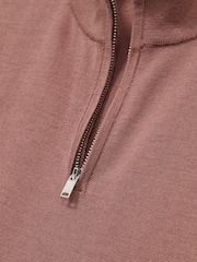 Reiss Dusty Blush Pink Blackhall Merino Wool Half-Zip Funnel Neck Jumper - Image 7 of 7