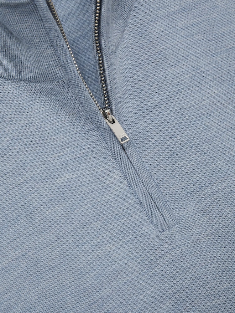Zartes Blau meliert - Reiss Blackhall Pullover aus Merinowolle mit Trichterhals und halbem Reißverschluss - Bild 8 von 8 Zartes Blau meliert - Reiss Blackhall Pullover aus Merinowolle mit Trichterhals und halbem Reißverschluss - Bild 8 von 8