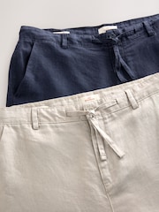 Navy/Stone Signature 100% Linen Chino Trousers 2 Pack - Image 17 of 19