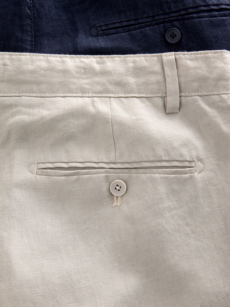 Navy/Stone Signature 100% Linen Chino Trousers 2 Pack - Image 19 of 19