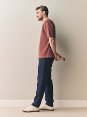 Navy/Stone Signature 100% Linen Chino Trousers 2 Pack - Image 7 of 19