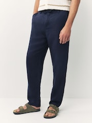 Navy/Stone Signature 100% Linen Chino Trousers 2 Pack - Image 8 of 19
