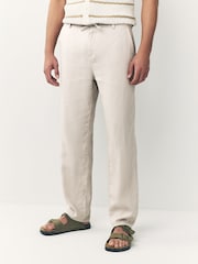 Navy/Stone Signature 100% Linen Chino Trousers 2 Pack - Image 9 of 19