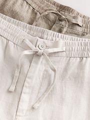 Neutral/Stone Signature 100% Linen Chino Trousers 2 Pack - Image 13 of 14