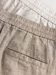Neutral/Stone Signature 100% Linen Chino Trousers 2 Pack - Image 14 of 14