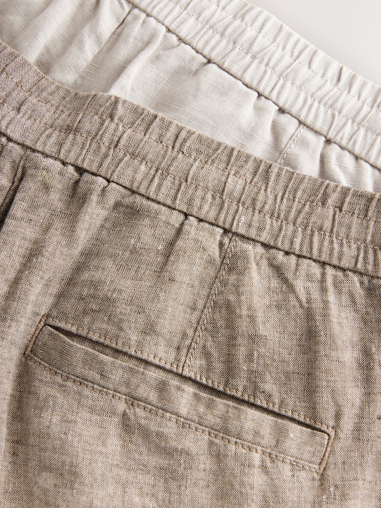 Neutral/Stone Signature 100% Linen Chino Trousers 2 Pack - Image 14 of 14