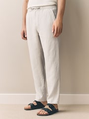 Neutral/Stone Signature 100% Linen Chino Trousers 2 Pack - Image 2 of 14