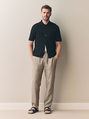 Neutral/Stone Signature 100% Linen Chino Trousers 2 Pack - Image 4 of 14