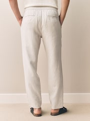Neutral/Stone Signature 100% Linen Chino Trousers 2 Pack - Image 6 of 14