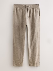 Neutral/Stone Signature 100% Linen Chino Trousers 2 Pack - Image 9 of 14