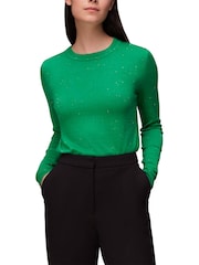 Whistles Green Annie Sparkle Crew Neck Jumper - Image 1 of 5
