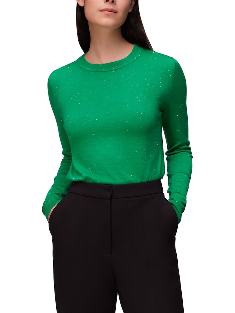 Whistles Green Annie Sparkle Crew Neck Jumper - Image 1 of 5 Whistles Green Annie Sparkle Crew Neck Jumper - Image 1 of 5