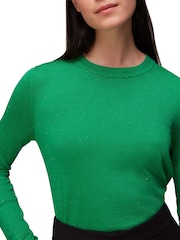 Whistles Green Annie Sparkle Crew Neck Jumper - Image 2 of 5