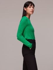 Whistles Green Annie Sparkle Crew Neck Jumper - Image 4 of 5