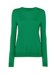 Whistles Green Annie Sparkle Crew Neck Jumper - Image 5 of 5