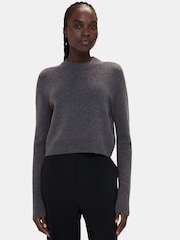 Whistles Grey Wool Cropped Sweater - Image 1 of 5