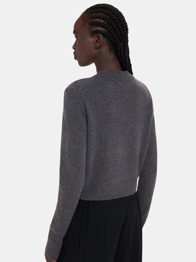 Whistles Grey Wool Cropped Sweater - Image 2 of 5