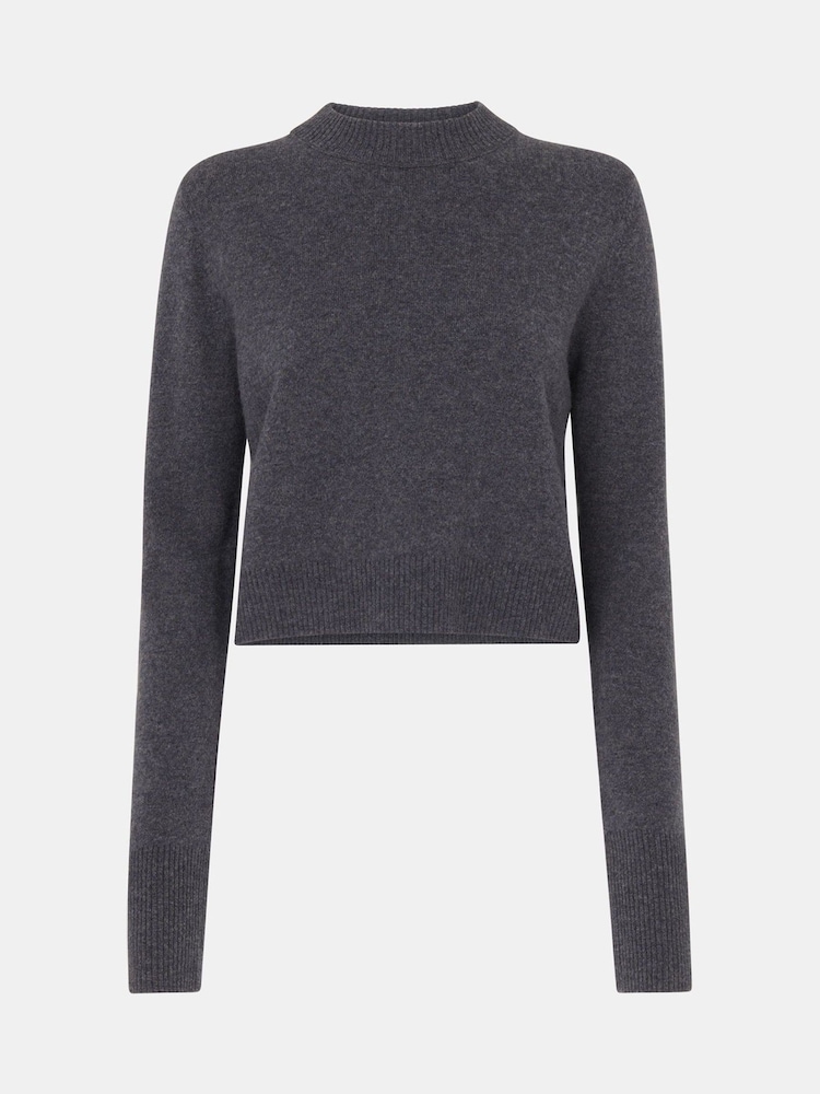 Whistles Grey Wool Cropped Sweater - Image 5 of 5
